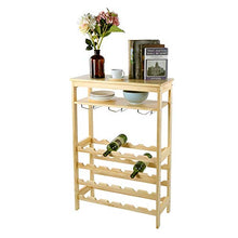 10 Bicchieri Porta Bottiglie da Vino Portabottiglie in Legno, Portabottiglie da Vino a 6 Strati Scaffale per Vino in Bambù con 10 Portabicchieri