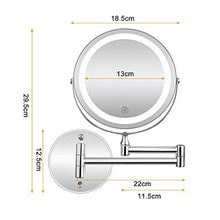 10 x specchio ingrandimento luminoso da parete, specchio da bagno, specchio da trucco, a parete, a LED, a due lati, di ricarica tramite batteria (non inclusa).