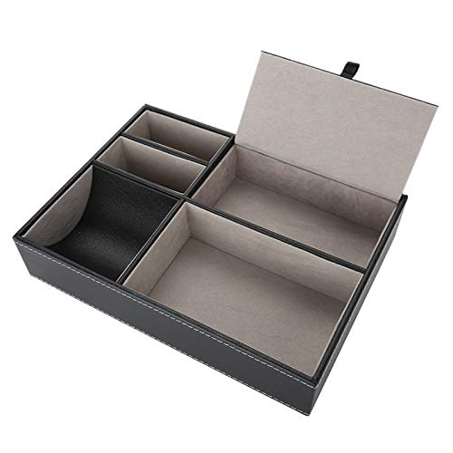 Scatola portaoggetti, 5 scomparti in pelle PU multifunzionale in velluto, sicuro non tossico, leggero e compatto, per soggiorno, camera da letto, studio, hotel, ufficio