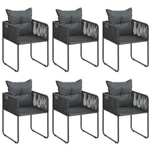 SKM Set da Pranzo da Giardino 7 pz in Rattan PVC Nero e Marrone (51.8kg)