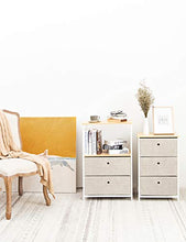 Suhu Cassettiera Piccolo Design Armadietto Bagno con 1 Ripiano Aperto 2 Cassetto Comodino Camera da Letto Metallo Tavolino da Salotto Moderno Soggiorno Cameretta in Legno+Acciaio Bianco+Beige