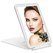 DeWEISN Specchi per Trucco con Luci a 32 LEDs, Portatile Specchio Cosmetico con Supporto e Dimmerabile Illuminato Specchio da Viaggio Pieghevole Compatto per Rasatura, Campeggio e Trucco, Ricarica USB