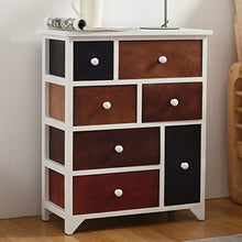 Rebecca Mobili RE4336 Credenza Industrial, cassettiera Piccola, 7 cassetti, Legno paulonia, Camera da Letto Ingresso Soggiorno, MDF/Paulownia, Bianco, Marrone, 68 x 56 x 27 cm (HxLxP)
