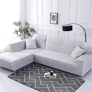 Copridivano Elasticizzato Tre Due posti, Morbuy Marmo Copridivano con Penisola Senza Braccili Fodera Copridivani Universale Divano Sofa Protettore Copertura Divano (3 posti,Grigio Bianco)