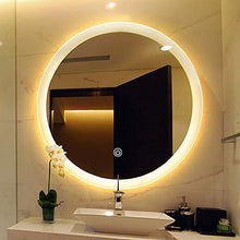 GETZ Specchio da Bagno Illuminato Rotondo, Specchio da Bagno a LED Illuminato con Sensore Touch Control, Specchio da Trucco Intelligente da Parete, Luce Calda/Luce Bianca