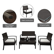 HJYUIK Garden Rattan Mobili Divano da Esterno A 4 Posti Patio Rattan Mobili da Giardino Set con Montaggio