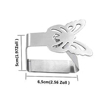 Aongray - Set di 4 fermatovaglia in acciaio inox, motivo farfalla, per tavoli fino a 3,5 cm di spessore, colore argento