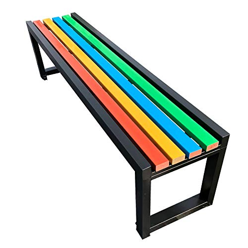 Chair Panca in Legno Massello di Metallo, Panchina da Giardino Arcobaleno, Adatta per Panca da Terrazza da 3-4 Posti Senza Schienale