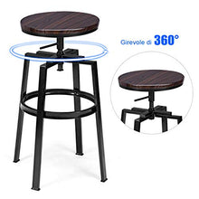 COSTWAY Set di 2 Sgabelli Rotondi Set di Sedie da Bar Vintage Antico, Regolabile in Altezza 35 x 35 x (67-75) cm