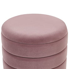 Set di 2 Pouf Contenitore con Rivestimento in Poliestere Rosa Base Dorata Garland