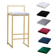 Sgabello da bar 65 centimetri (25 '') Barstool colazione Cucina Bancone Sedia in metallo Leg in oro alto sgabello da cucina sedia di velluto sede completa Backed pranzo Sedia for ristorante |Pub |COFF