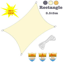 HENG FENG Vela Ombreggiante Tenda a Vela Rettangolare PES 3.5 x 5 M Impermeabile Protezione Raggi UV per Esterni Giardino Verande Colore Beige