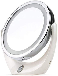 LBWARMB Trucco Specchio con luci Specchio per vanità per Trucco Illuminato, Specchio da Tavolo cosmetico a Doppia Lati con luci a LED e ingrandimento 1x / 5X vanità Portatile