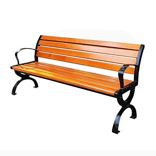 Panchina da giardino panchina da terrazza per esterni, panchina da veranda a 2 posti in legno massello con braccioli e schienale, seduta da giardino per terrazza con prato, adatta per giardino, prat