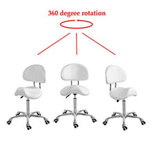 Sgabello da sella con schienale ergonomico per Esthetician Seat per Salon Tattoo Shop Spa Home Dentist Clinic (con schienale, bianco)