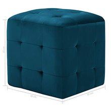 SKM Comodini 2 pz 30x30x30 cm in Tessuto Vellutato/Similpelle Scamosciata (Blu, Tessuto Vellutato)