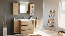 Set mobili bagno Emilia premontato , armadietto a specchio a LED, rovere chiaro