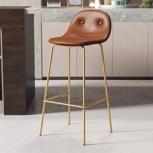 HXSM Sgabello da Bar in Similpelle Sgabelli da Cucina in Metallo Moderno con Schienale E Poggiapiedi Sedia da Pranzo in Stile Industriale 65/75cm Beige Marrone Verde Nero