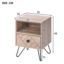 FGASAD - Set di 2 comodini a 2 ripiani, comodino in legno con cassetto e ripiano aperto, tavolo moderno con struttura in acciaio, tavolino da salotto per camera da letto