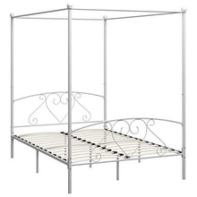 SKM Letto a Baldacchino Bianco in Metallo 140x200 cm (25kg)