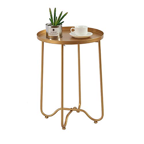 Jeriehouse Tavolo d'accento Laterale Moderno per Soggiorno, tavolino Rotondo in Metallo tavolino tavolino da spuntino Impermeabile per Balcone, Patio e Ufficio