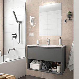 Yellowshop. - Mobile Bagno sospeso 60 Cm Legno cassetto vano lavabo specchiera LED MOD. Noja (Grigio Opaco)