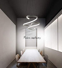 N/Z Home Equipment 46w LED for Kitchen Island Dining Table Bar Living Room Office Study Modern Ring Art White Shade Height Adjustable Dimming with Remote Easy to Tall