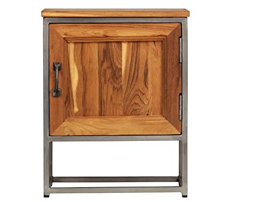 Comodino Bianco con Cassetto,Cassettiera con 1 Cassetti da Letto in legno di teak Cassettiera Camera da Letto Comodino con Cassetto e Scompartimento Aperto 40 x 30 x 50 cm