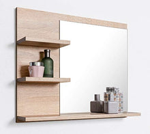 DOMTECH Specchio da bagno con ripiani, specchio da bagno, specchio da parete, specchio da bagno, L