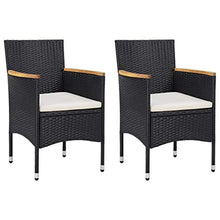 vidaXL 2X Sedie da Pranzo per Giardino con Cuscino Foderato e Braccioli Robuste Moderne Arredi Esterni Seggiole Poltroncine in Polyrattan Nero