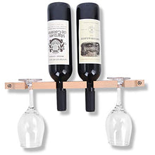 JJDPARTS - Portabottiglie in legno da parete, montaggio a parete, per la casa e la cucina, per 4 bottiglie di vino o bicchiere di vino