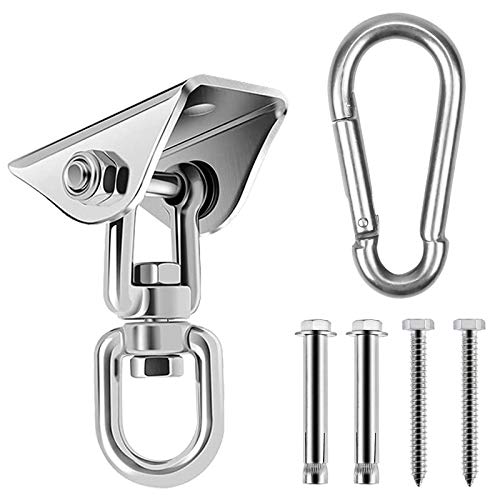 Fangehong Acciaio Inossidabile Gancio per soffitto Suspension, 360 ° Rotazione Gancio Altalena con Fibbia a Molla, Ganci di Sospensione Ancoraggio da Parete per Altalena Amaca Yoga Sacco da Boxe