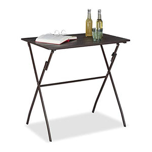 Relaxdays Pieghevole da Giardino, Aspetto Legno, Tavolo Rettangolare Balcone, Plastica, 75x77,5x48,5 cm, Marrone
