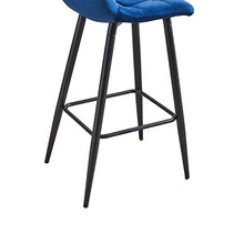 MissZZ Set di 2 sgabelli da Bar da Cucina in Velluto per la Colazione con Gambe in Metallo Sgabelli Alti con schienali Poggiapiedi per Cucina Soggiorno Hotel Ristorante Pub, Strisce quadrate Blu