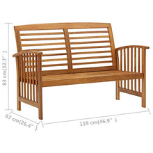 Tidyard Panca da Esterni, Panchina da Giardino in Legno Massello d'Acacia,Arredi da Esterno,119 x 67 x 83 cm,