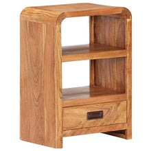 Dioche Comodino con 1 cassetto in legno di acacia massiccio, design industriale, 40 x 30 x 60 cm, finitura in palissandro