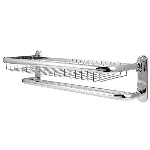 Mensola del bagno Portasciugamani in acciaio inossidabile, Portasciugamani per doccia per bagno Portasciugamani per doccia Portaoggetti WC WC, 59 x 24 x 15 cm