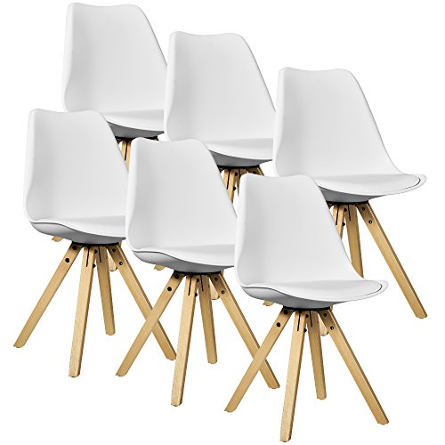 [en.casa] 6X Sedia da Pranzo Bianco Imbottita Sala da Pranzo Similpelle Set Cucina