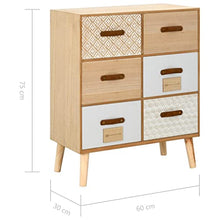 vidaXL Massello di Pino Credenza con 6 Cassetti Design Diversi Rustico Elegante Cassettiera Impugnature in Pelle Mobiletto Consolle Multicolore