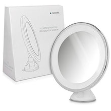 Navaris Specchio da Trucco LED Ingrandimento 7X con Ventosa - Specchietto Cosmetico Illuminato Ingrandente x7 - Bagno Make Up Batterie USB - Bianco