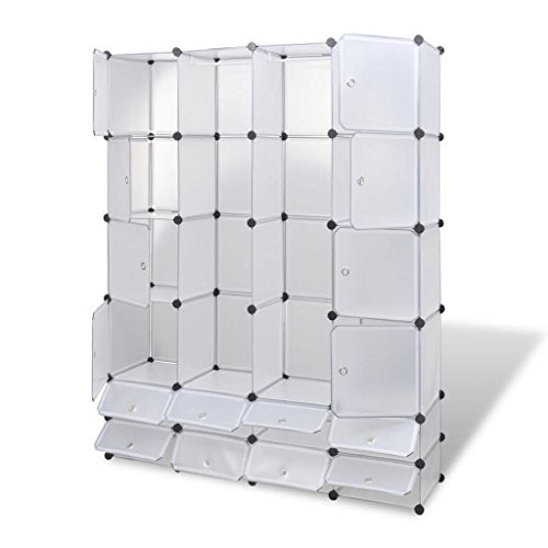 Luckyfu Questo Scaffale armadietto modulare con 18 Scomparti Bianco 37 x 146 x 180,5 cm.Questo Armadio Fornira Una Soluzione di Stoccaggio Ideale.Armadio Guardaroba.