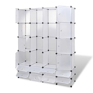 Luckyfu Questo Scaffale armadietto modulare con 18 Scomparti Bianco 37 x 146 x 180,5 cm.Questo Armadio Fornira Una Soluzione di Stoccaggio Ideale.Armadio Guardaroba.