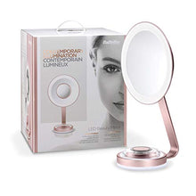 BaByliss 9450E Specchio Ultra Slim Beauty Mirror con illuminazione circolare LED con 3 impostazioni di intensità, 2 effetti luce sulla base, ingrandimento 10X per dettagli ultra-ravvicinati