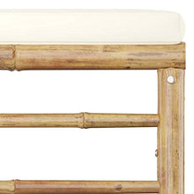 Festnight Set Divani da Giardino 4 pz con Cuscini Bianco Crema in bambù,Set Salottino da Giardino con Divano, Poggiapiedi e Tavolino