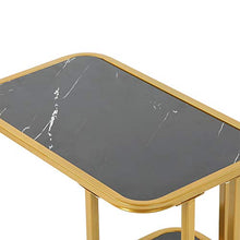 Tavolino laterale con telaio metallico, tavolino da divano a forma di C, tavolino da caffè interno con ripiano portaoggetti per casa, carico massimo di 20 kg
