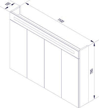 FACKELMANN Armadietto con specchio a LED TwinDY/armadietto da bagno con ante a soffietto, effetto 3D, dimensioni (L x A x P): ca. 110 x 78,5 x 16,5 cm, con specchio e illuminazione per bagno, 4 porte/corpo: nero