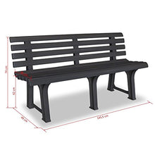 SHENGFENG Panca da giardino in plastica, panca per sedersi, colore: grigio, 145,5 x 49 x 74 cm