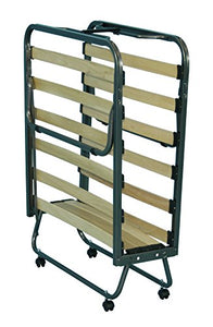 AVANTI TRENDSTORE - Brando - Letto per Gli Ospiti, Pieghevole in Metallo su rotelle, con doghe e Materasso Incluso. Disponibile in 2 Misure Diverse (80x200 cm)