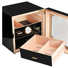 CLJ-LJ Cigar Box, Cigar Humidor, Piano vernice trasparente tetto apribile grande capacità di Tre-Strato Mellow Cedar idratazione di sicurezza, Cigar Humidor e Accessori for sigari for i fumatori, nero