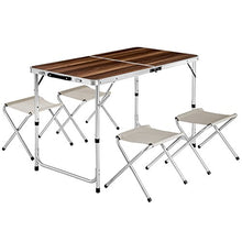 TecTake Tavolo Campeggio con 4 seggiolini richiudibile a Valigetta Giardino Picnic Alluminio | Forma ripiegata/Chiusa (lungh. x largh. x h) 62x62x6,5 cm